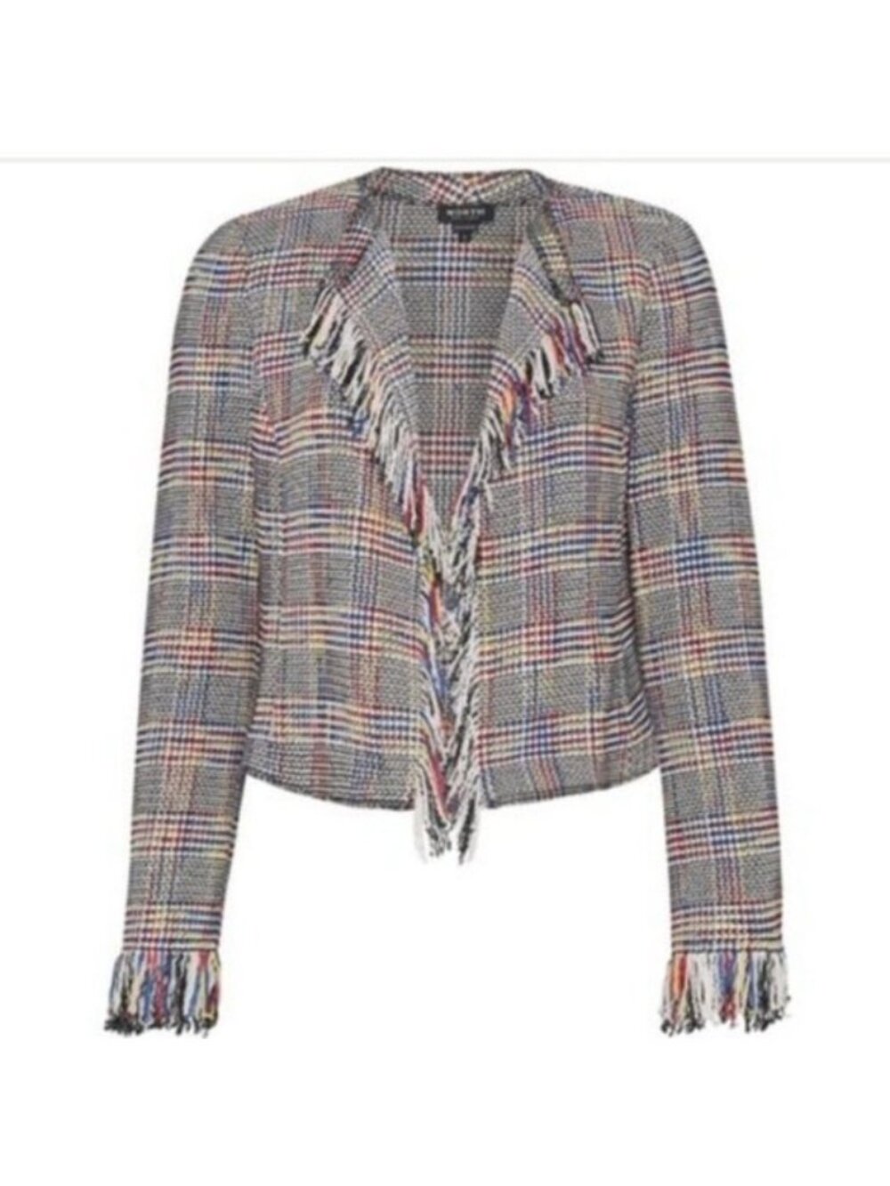 WORTH New York Fringe Tweed Multicolor Blazer Jacket size 4